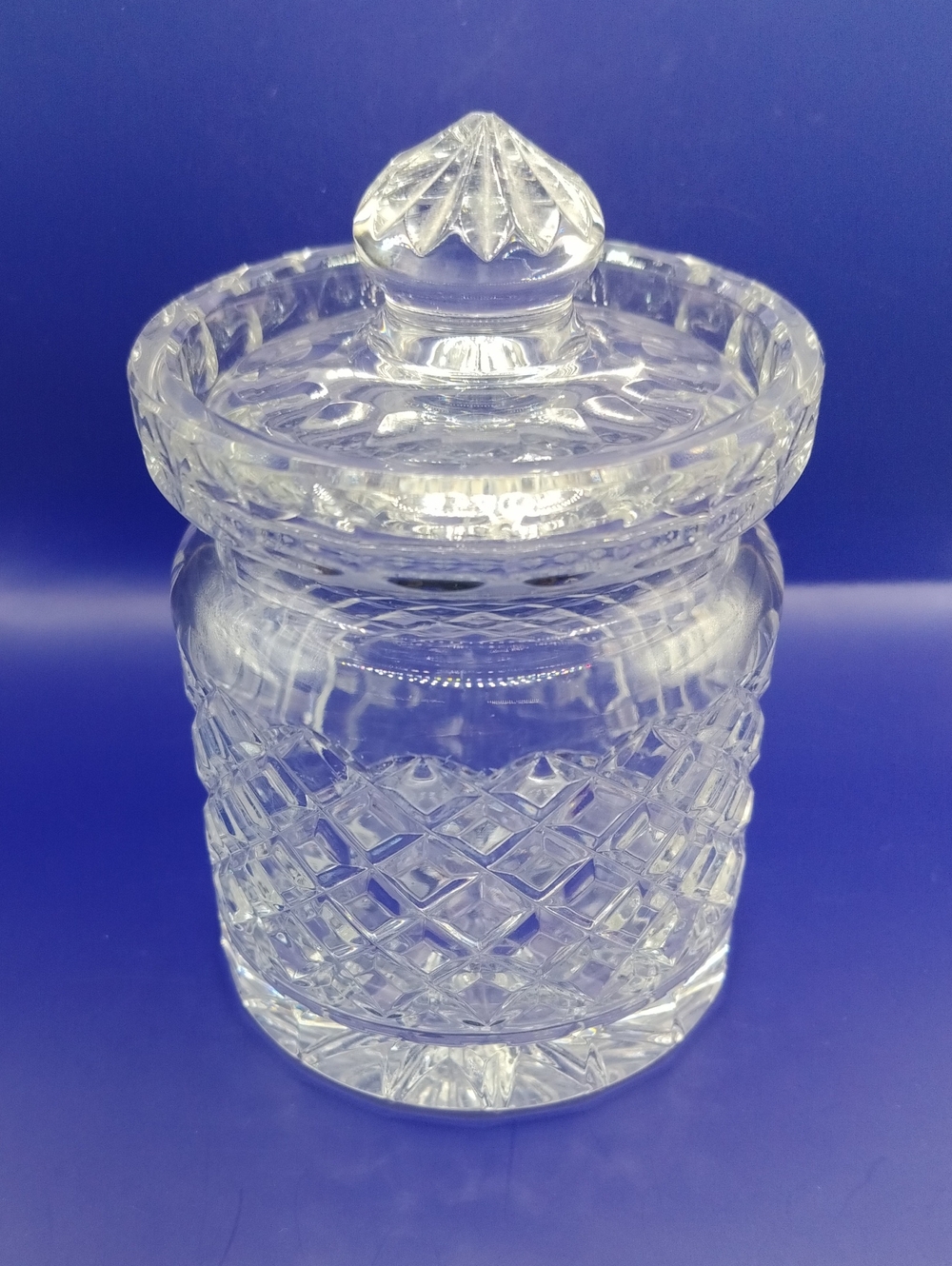 Cut Glass Covered Jar - Clear Crystal-Style Canister